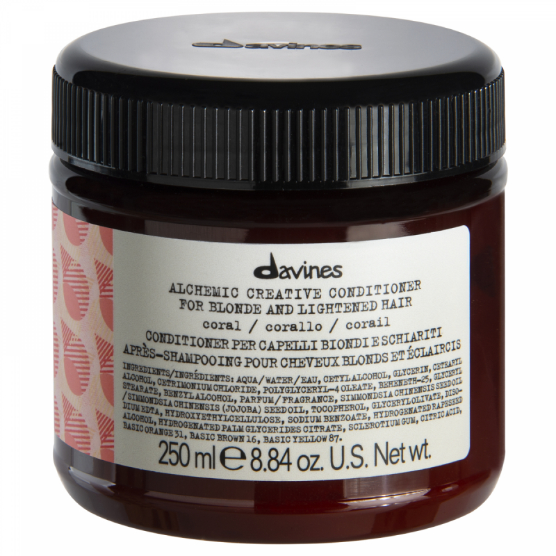 Davines Alchemic hårfarve-balsam, Coral, intensiverer farvens glans, 250 ml (til kvinder)