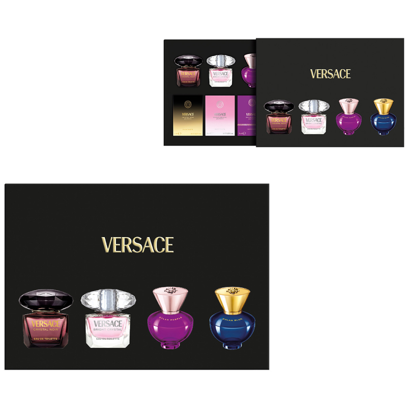 Versace Gift Set Pour Femme Miniature Dylan Blue + Dylan Purple + Bright Crystal + Crystal Noir (4 x 5 ml) billede