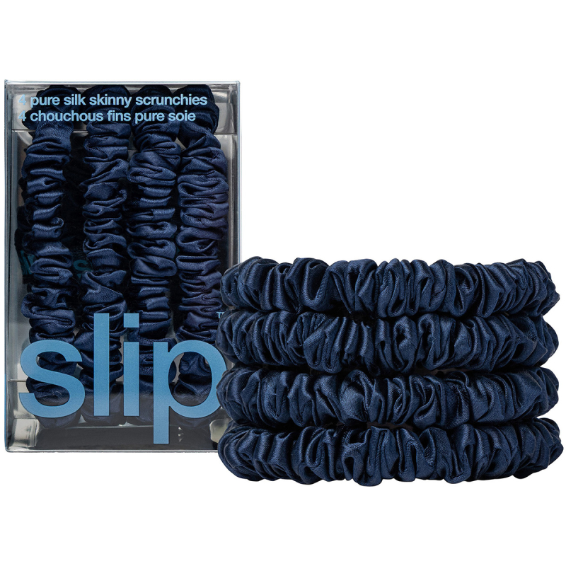 Slip Pure Silk Skinny Scrunchies Navy