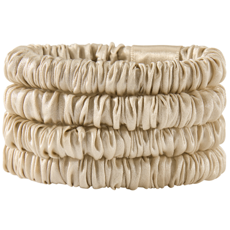 Lenoites Mulberry Silk Skinny Scrunchies Beige