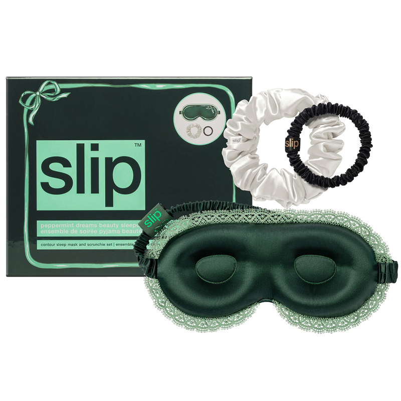 Slip Pure Silk Beauty Sleepover Set With Lace Trim Peppermint Dreams