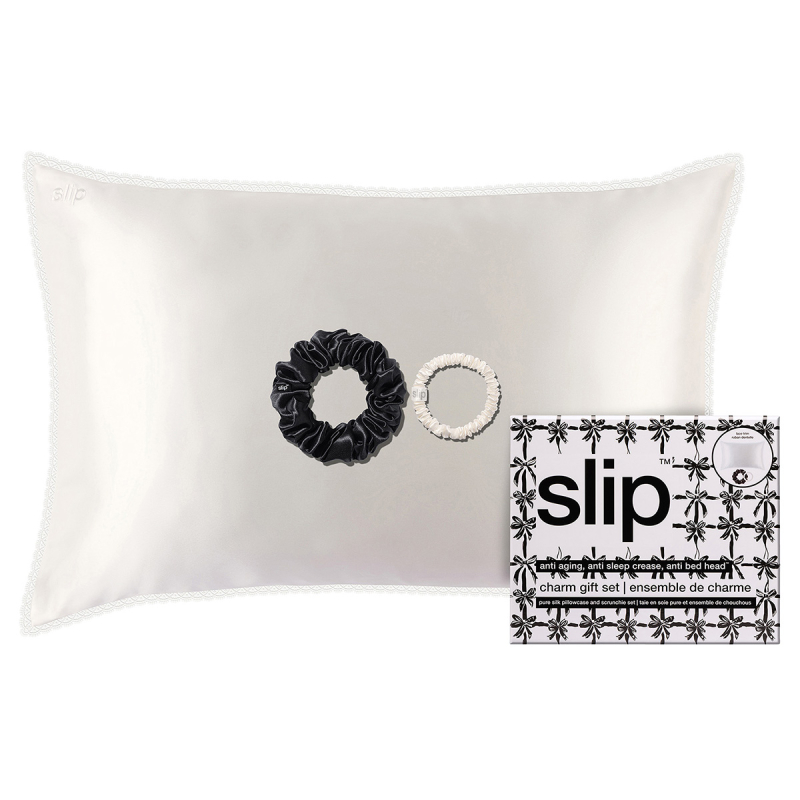 Slip Pure Silk Queen Gift Set With Lace Trim Charm