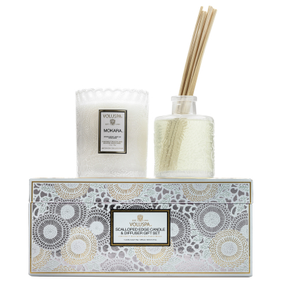 Voluspa Gift Set Scalloped Candle + Diffuser Mokara 50h (100 ml)