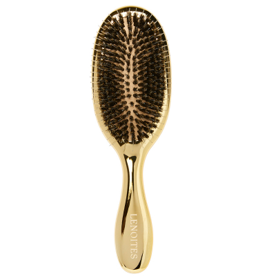 Lenoites Hair Brush Wild Boar with pouch and cleaner tool Gold