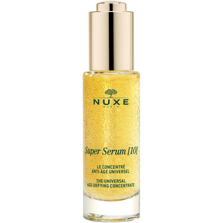 Nuxe Super Serum [10] 30 ml anti-age koncentrat i glasflaske med guldpumpe og gyldne mikrosfærer