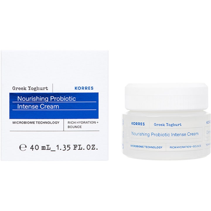 KORRES Greek Yoghurt Nourishing Probiotic Intense Cream 40 ml nærende ansigtscreme i hvid krukke og æske.