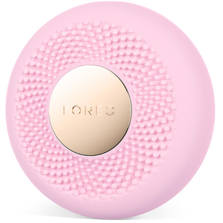 FOREO UFO 3 mini Pearl Pink 1 stk hudplejeapparat der giver fugt i lyserød silikone med nopret tekstur