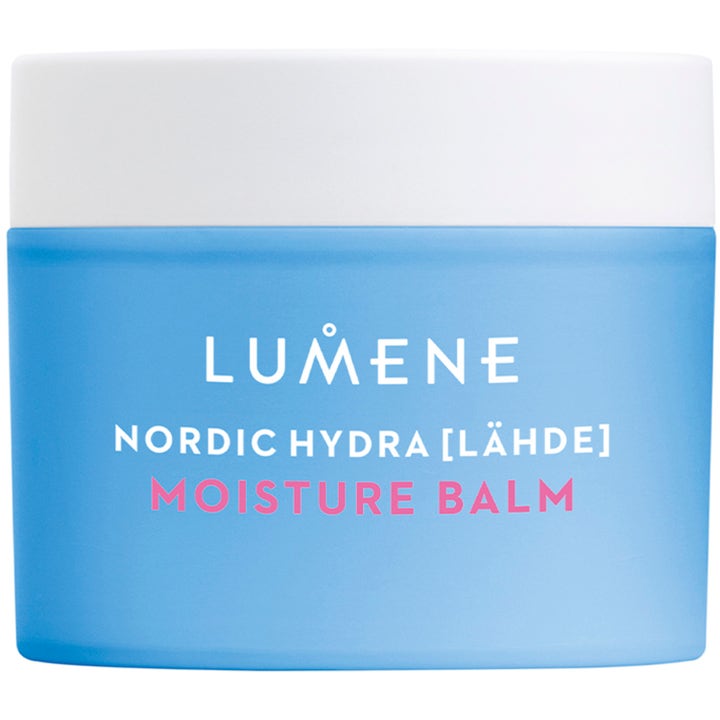 Lumene Nordic Hydra Lähde Moisture Balm fugtgivende ansigtscreme i lyseblå krukke med hvidt låg