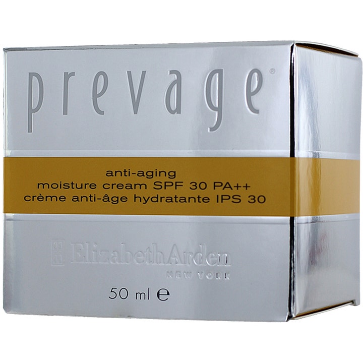 Elizabeth Arden Prevage Anti-Aging Moisture Cream 50 ml solcreme til ansigtet i sølvfarvet æske med guld detalje