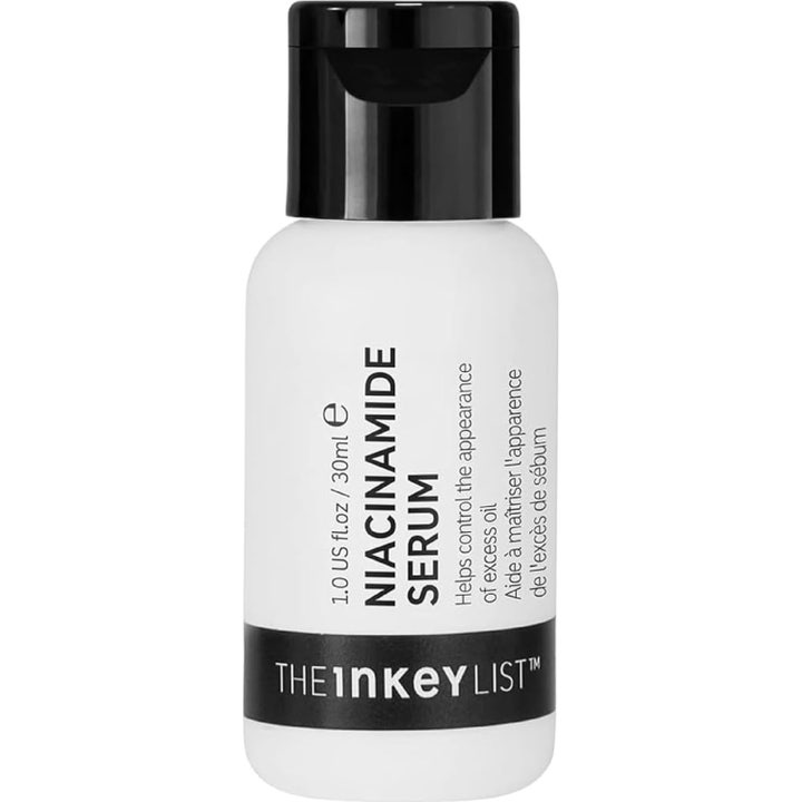 The Inkey List Niacinamide Serum 30ml balancerende ansigtsserum i hvid plastflaske med sort vippelåg