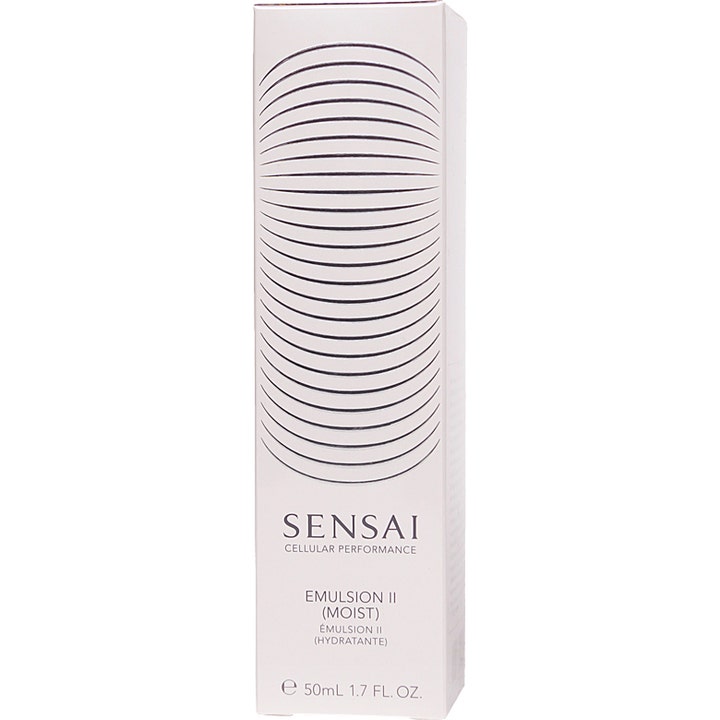 Sensai Cellular Performance Emulsion II Moist 50 ml fugtgivende ansigtscreme i hvid æske med grafisk mønster