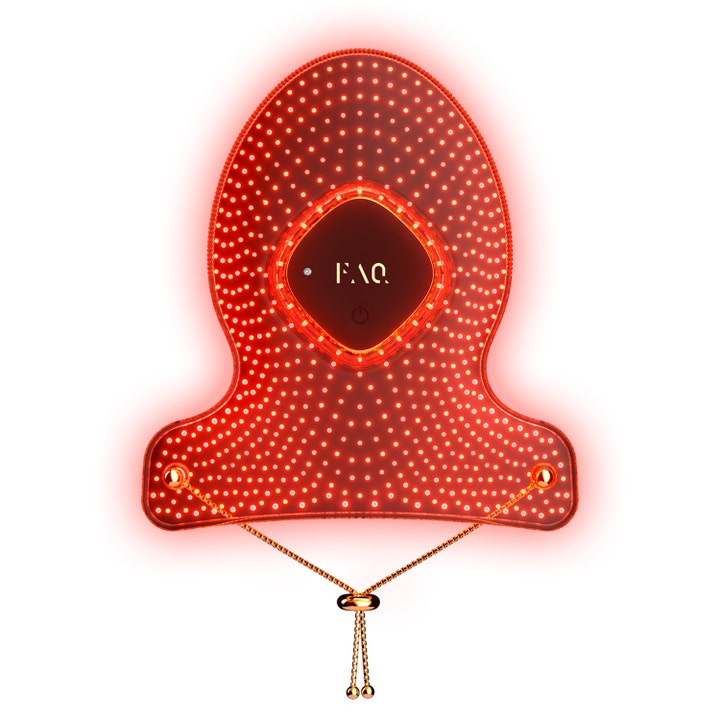FAQ 202 Silicone LED Mask Neck & Décolleté anti-aging maske i rød silikone med mange små lysende LED-prikker