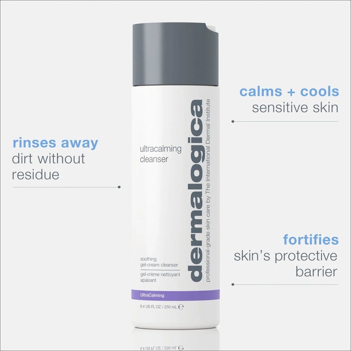 Dermalogica UltraCalming Cleanser 250 ml beroligende ansigtsrens i hvid flaske der køler og styrker sensitiv hud.
