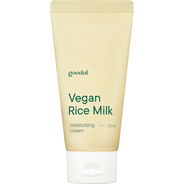 Goodal Vegan Rice Milk Moisturizing Cream 70 ml fugtgivende ansigtscreme i beige tube med hvidt låg