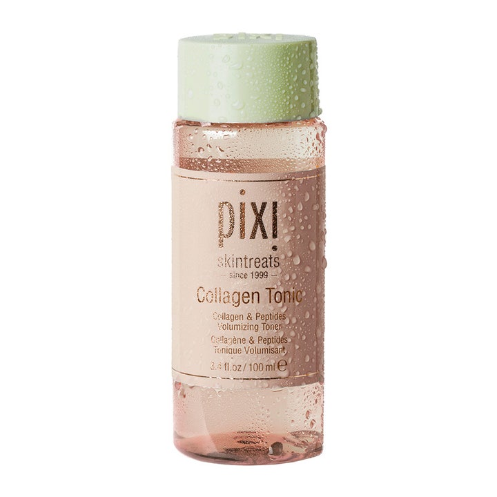Pixi Collagen Tonic 100 ml volumizing toner med peptider i klar flaske dækket af friske vanddråber