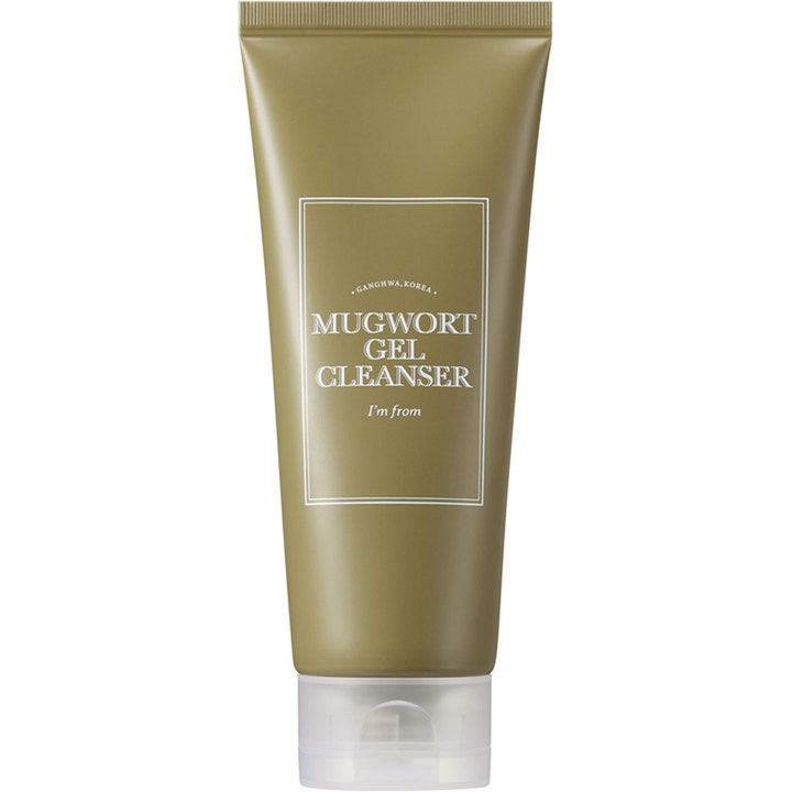 I'm from Mugwort Gel Cleanser 150ml beroligende ansigtsrens i olivengrøn tube med hvid tekst og gennemsigtigt låg
