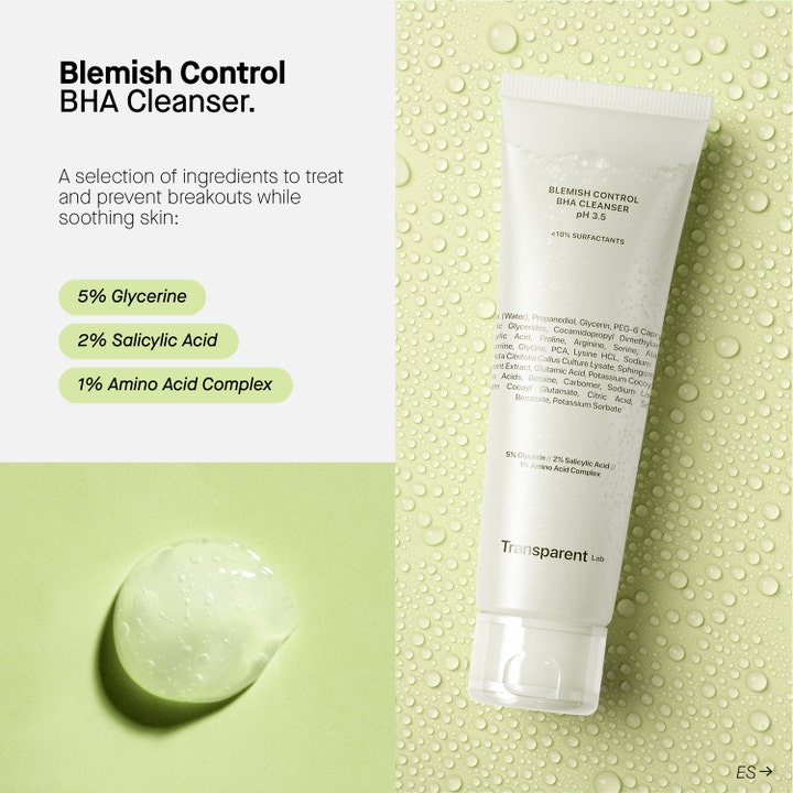 Niche Beauty Lab Transparent Lab Blemish Control Bha Cleanser 150 ml mod urenheder med salicylsyre og klar gel