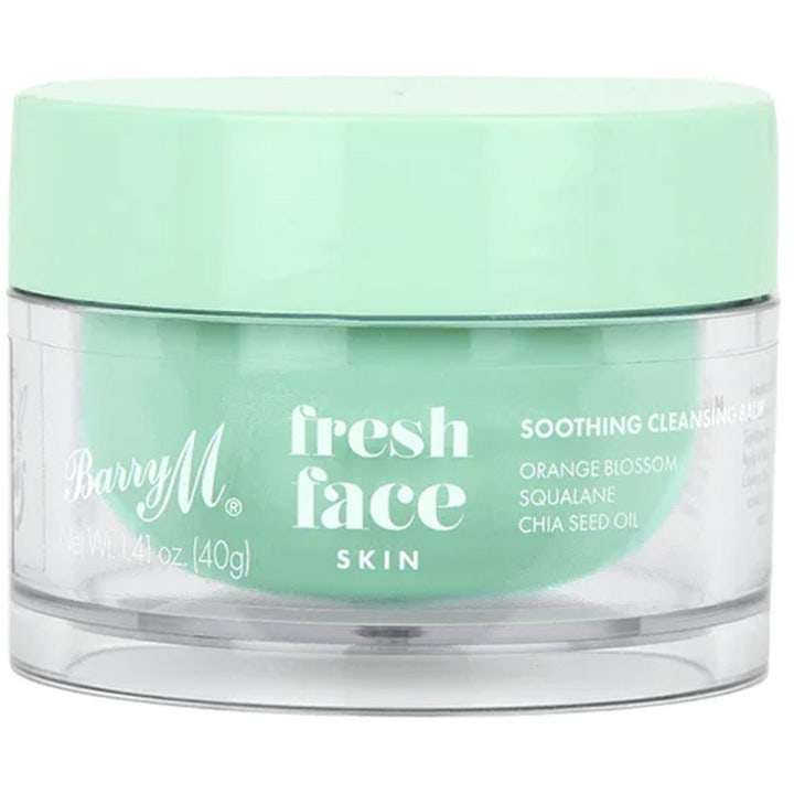 Barry M Fresh Face Soothing Cleansing Balm 40g beroligende ansigtsrens i mintgrøn krukke med klart ydre.