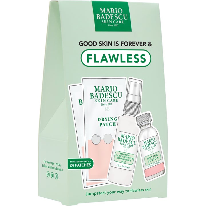 Mario Badescu Good Skin Is Forever & Flawless Kit med Drying Lotion og Facial Spray i lysegrøn gaveæske
