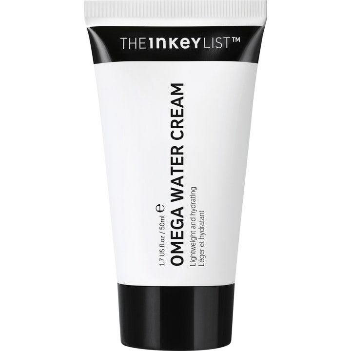The Inkey List Omega Water Cream 50ml fugtgivende ansigtscreme i hvid tube med sort låg