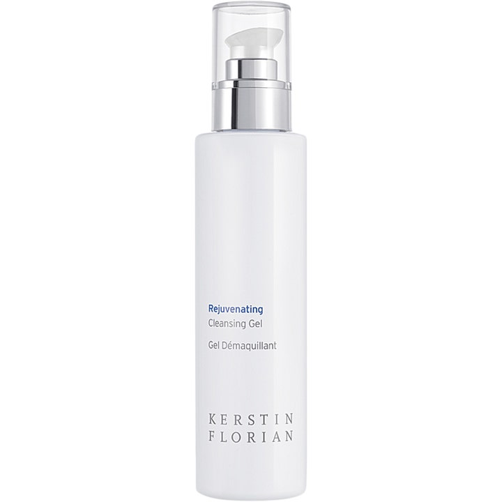 Kerstin Florian Rejuvenating Cleansing Gel 200 ml ansigtsrens i hvid flaske med sølvpumpe og gennemsigtigt låg