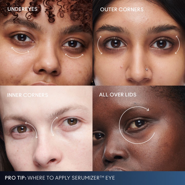 MAC Cosmetics Hyper Real Eye Serumizer 15 ml øjenserum viser påføring under øjne, i øjenkroge og på øjenlåg