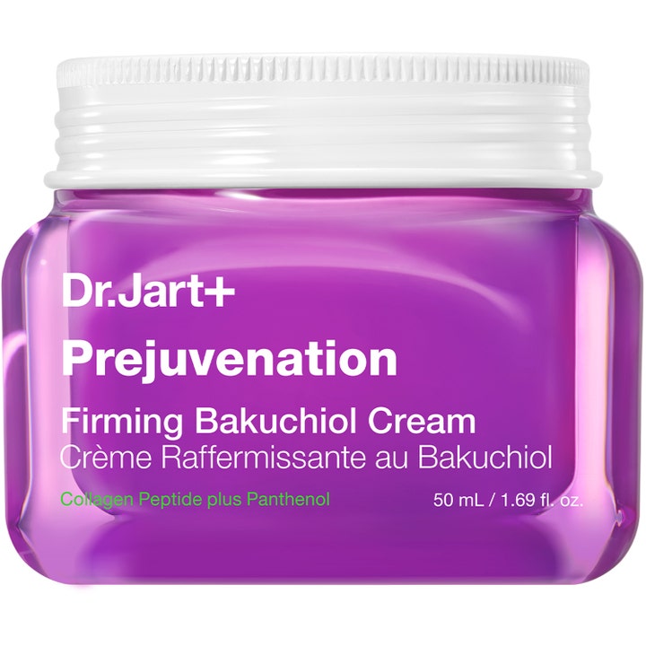Dr.Jart+ Prejuvenation Firming Bakuchiol Cream 50 ml opstrammende ansigtscreme i lilla glaskrukke med hvidt låg