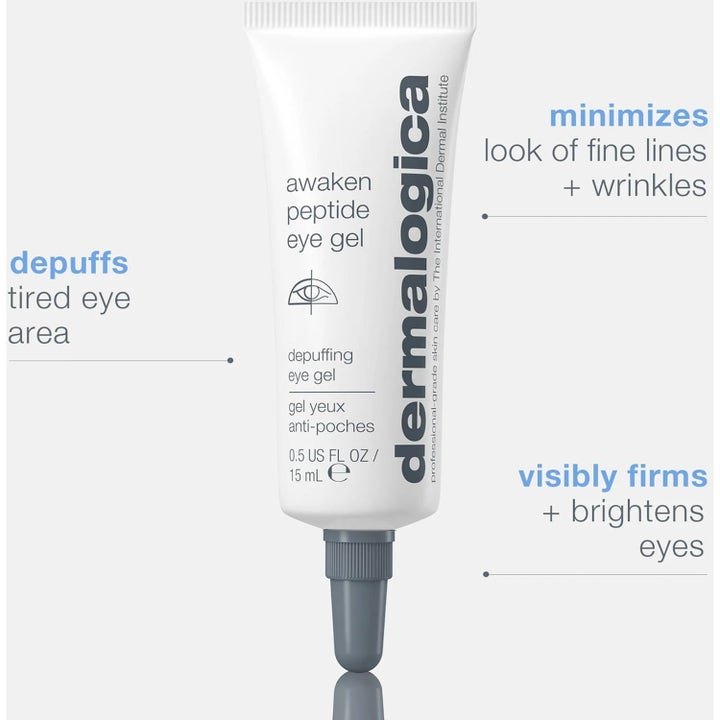 Dermalogica Awaken Peptide Eye Gel 15 ml øjencreme i hvid tube der mindsker hævelser og lysner øjenområdet