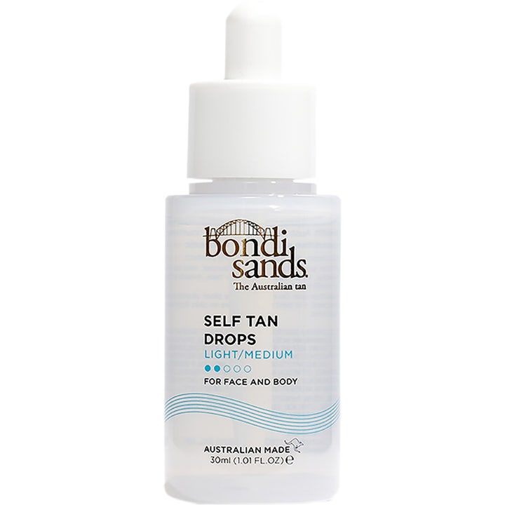 Bondi Sands Self Tan Drops Light/Medium 30ml selvbruner der giver glød i klar plastflaske med hvid pipette
