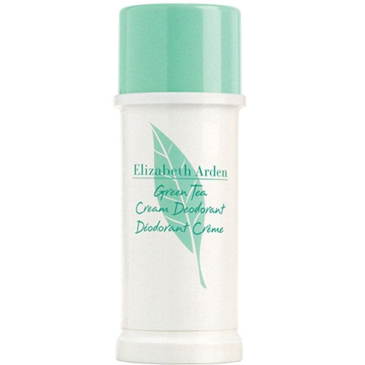 Elizabeth Arden Green Tea Cream Deodorant 40ml forfriskende deodorant i hvid tube med mintgrønt låg og grønt blad