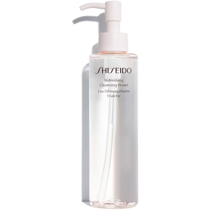 Shiseido Refreshing Cleansing Water opfriskende ansigtsrens i klar flaske med hvid pumpe