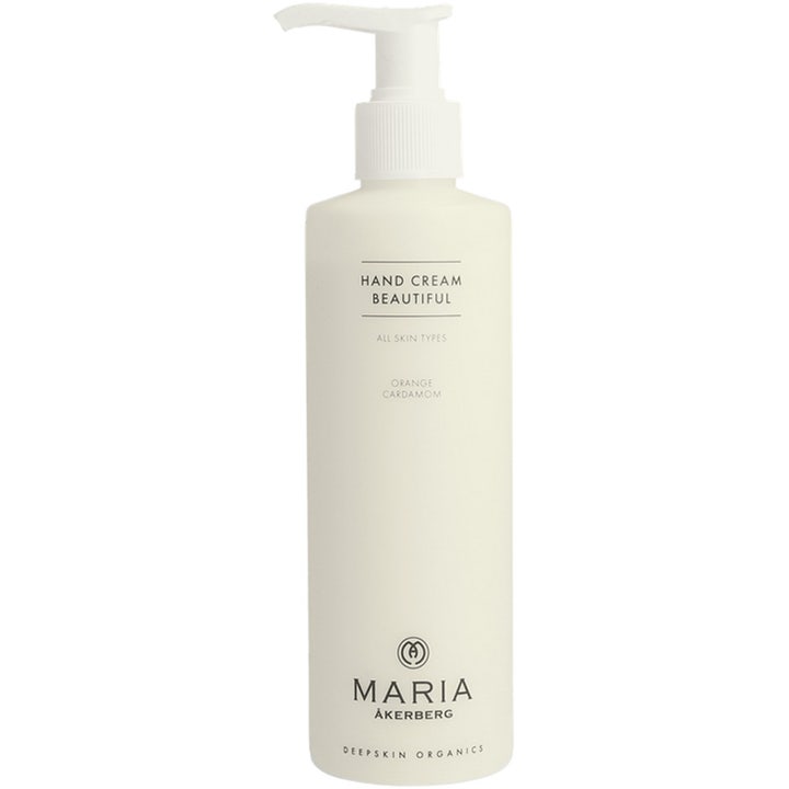 Maria Åkerberg Hand Cream Beautiful 250 ml blødgørende håndcreme i hvid flaske med hvid pumpe