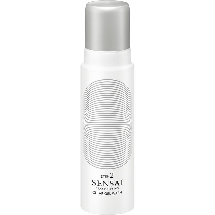 Sensai Silky Purifying Clear Gel Wash 145 ml ansigtsrens i hvid pumpeflaske med sølvlåg til urenheder