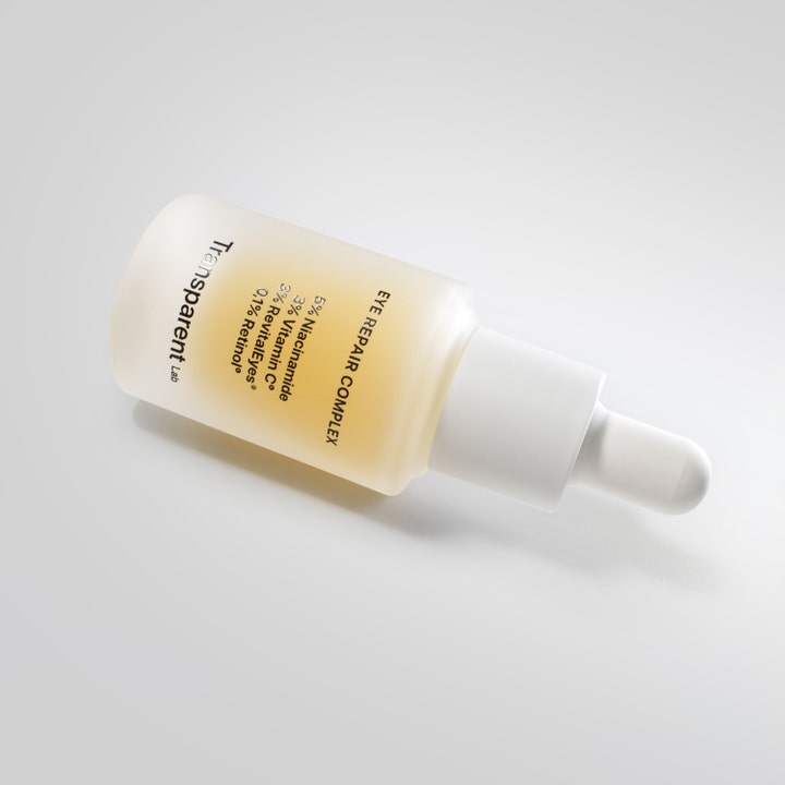 Niche Beauty Lab Transparent Lab Eye-Repair Complex 15 ml øjencreme med retinol og niacinamid i frostet glas med pipette