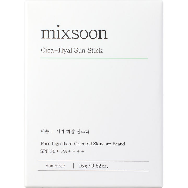 Mixsoon Cica-Hyal Sun Stick 15 g solcreme til ansigtet med SPF 50+ i hvid yderemballage med grønne detaljer