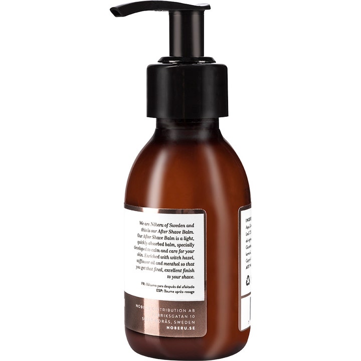 Nõberu Stockholm Face & After Shave Balm 50 ml beroligende aftershave i brun plastflaske med praktisk sort pumpe