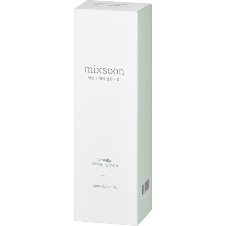 Mixsoon Centella Cleansing Foam 150 ml beroligende rengøringsskum i hvid og lysegrøn papæske