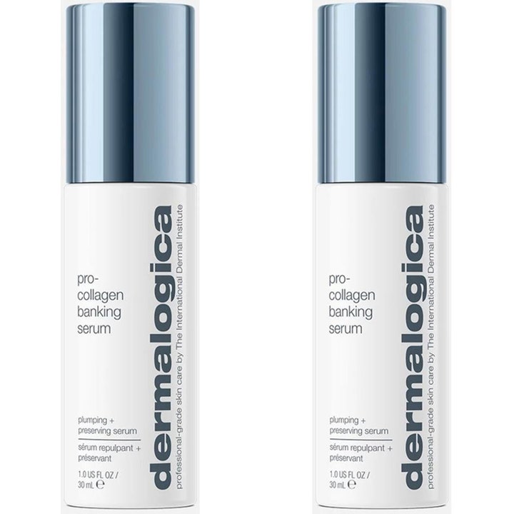 Dermalogica Pro-Collagen Banking Serum 30 ml udfyldende serum i hvide flasker med blå metallåg