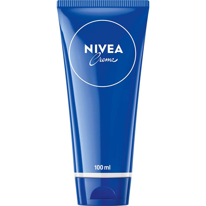 Nivea Creme 100 ml fugtgivende hudpleje i en ikonisk mørkeblå plasttube med hvid tekst og logo