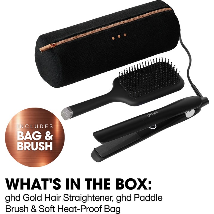 Gold Hair Straightener - Festive Gift Set in Black
