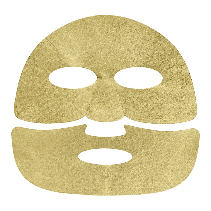 Holika Holika Prime Youth Gold Foil Mask 25 g sheet mask i to dele med en luksuriøs metallisk guldoverflade