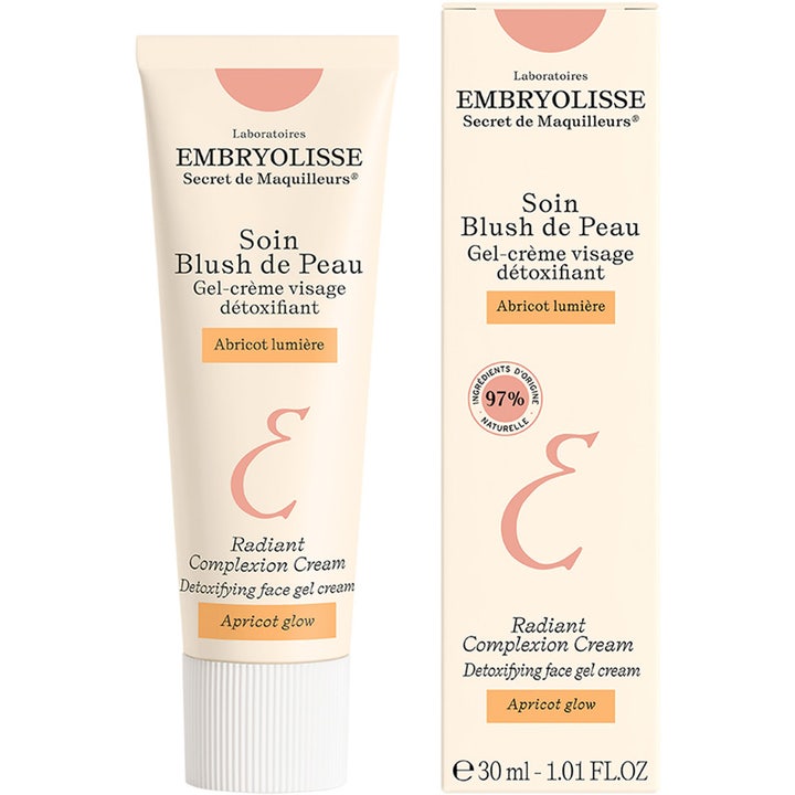 Embryolisse Radiant Complexion Cream 30 ml ansigtscreme i beige tube og æske der giver huden abrikosfarvet glød