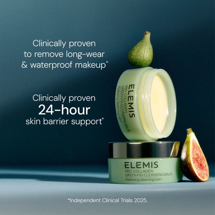 Elemis Pro-Collagen Green Fig Cleansing Balm 100 g i lysegrøn krukke med friske figner og kliniske fordele