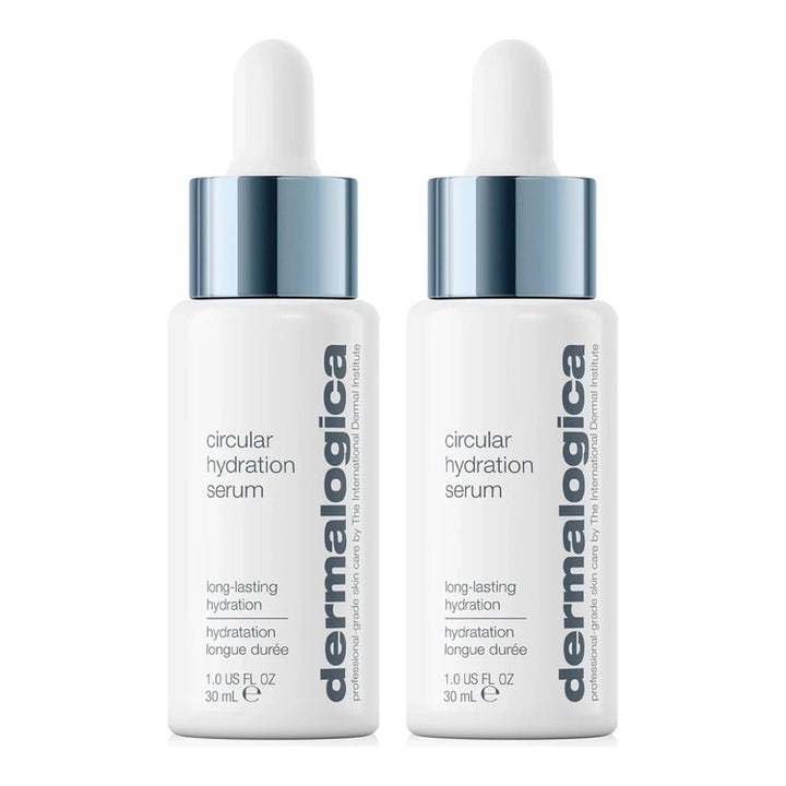 Dermalogica Circular Hydration Serum 30 ml fugtgivende serum giver langvarig hydrering i to hvide flasker med sølvdetaljer