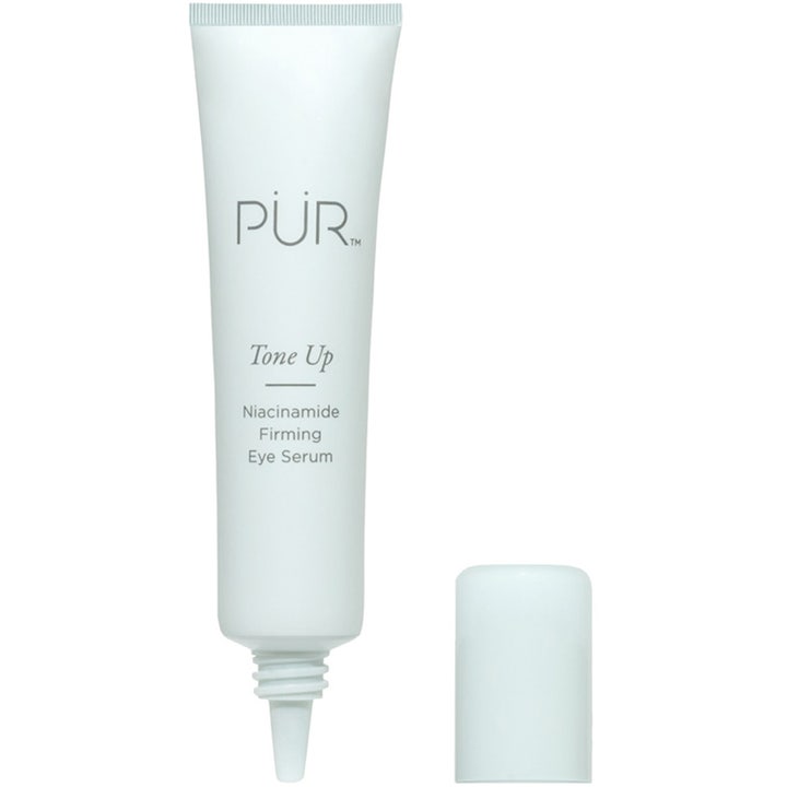 PÜR Tone Up Niacinamide Firming Eye Serum 12,5 ml opstrammende øgonserum i lyseblå tube med lille applikator