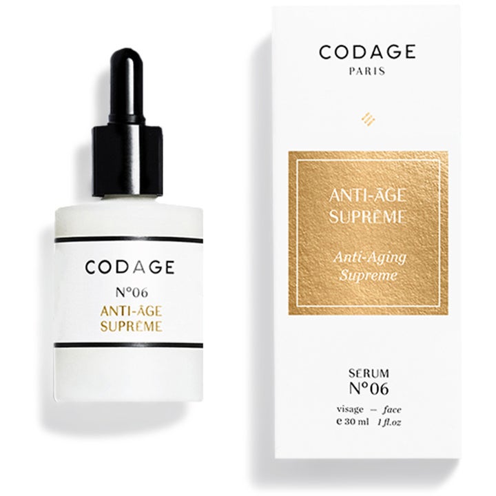 Codage N°06 Anti-Âge Supreme 30 ml anti-age serum i hvid flaske med sort pipette ved hvid æske med guld