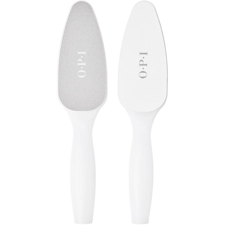 OPI Pro Spa Foot File Dual-Sided fodfil med hvidt håndtag og to slibeflader der giver bløde fødder