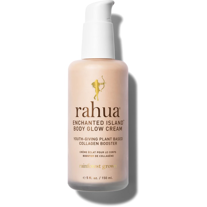 Rahua Enchanted Island Body Glow Cream 150 ml plejende bodylotion i frostet glasflaske med hvid pumpe