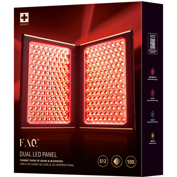 FAQ Swiss FAQ™ Dual Led Panel 1 stk hudplejeværktøj mod aldringstegn i sort æske med 512 lysende røde LED-pærer.