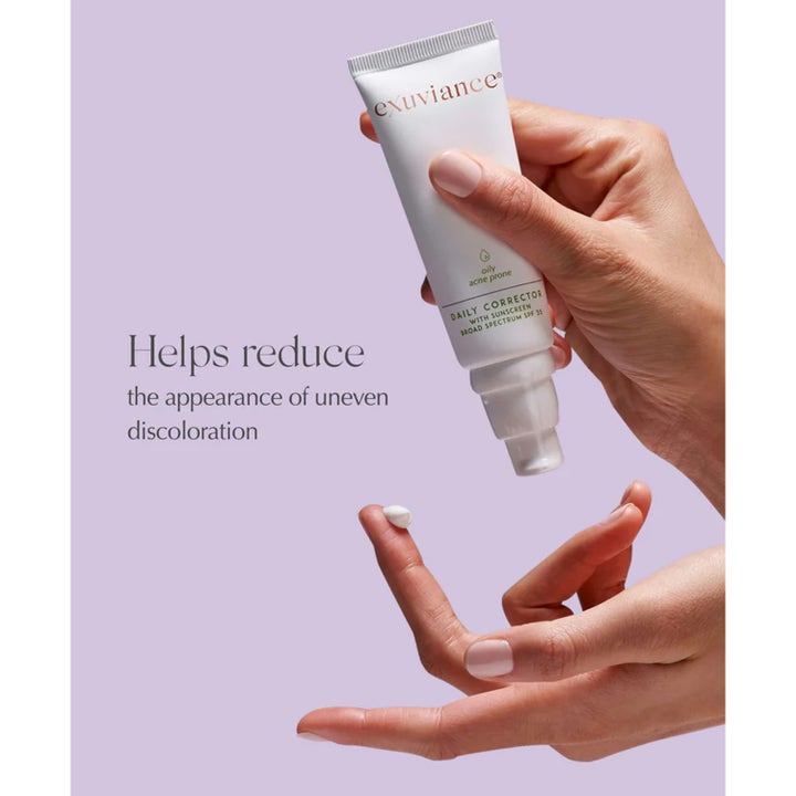 Exuviance Daily Corrector SPF35 40 g solcreme til ansigtet mod misfarvninger i hvid tube med cremetekstur